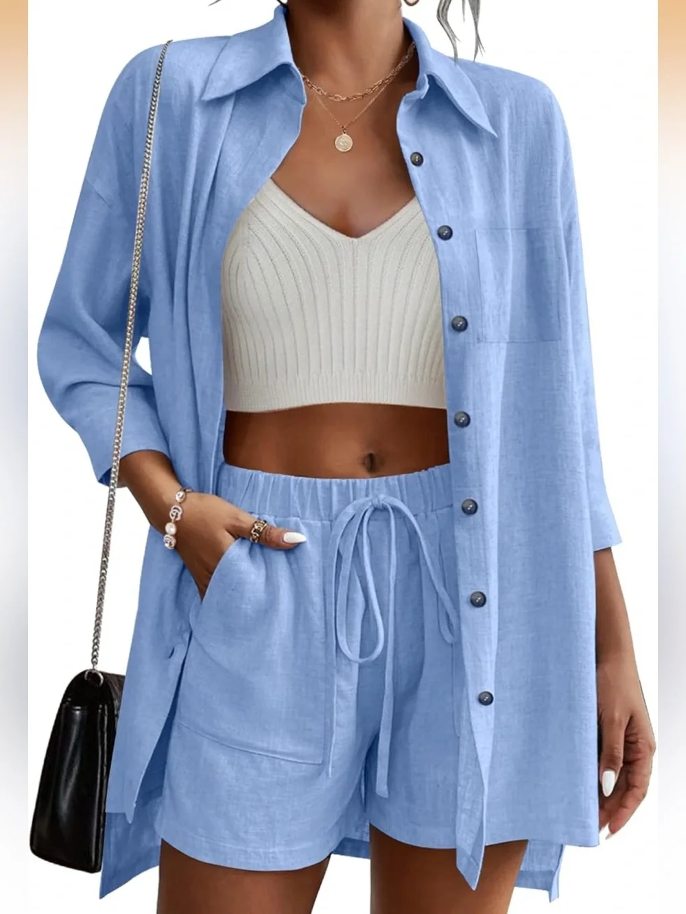 Light Blue Button-Front Set - Picture 2 of 2